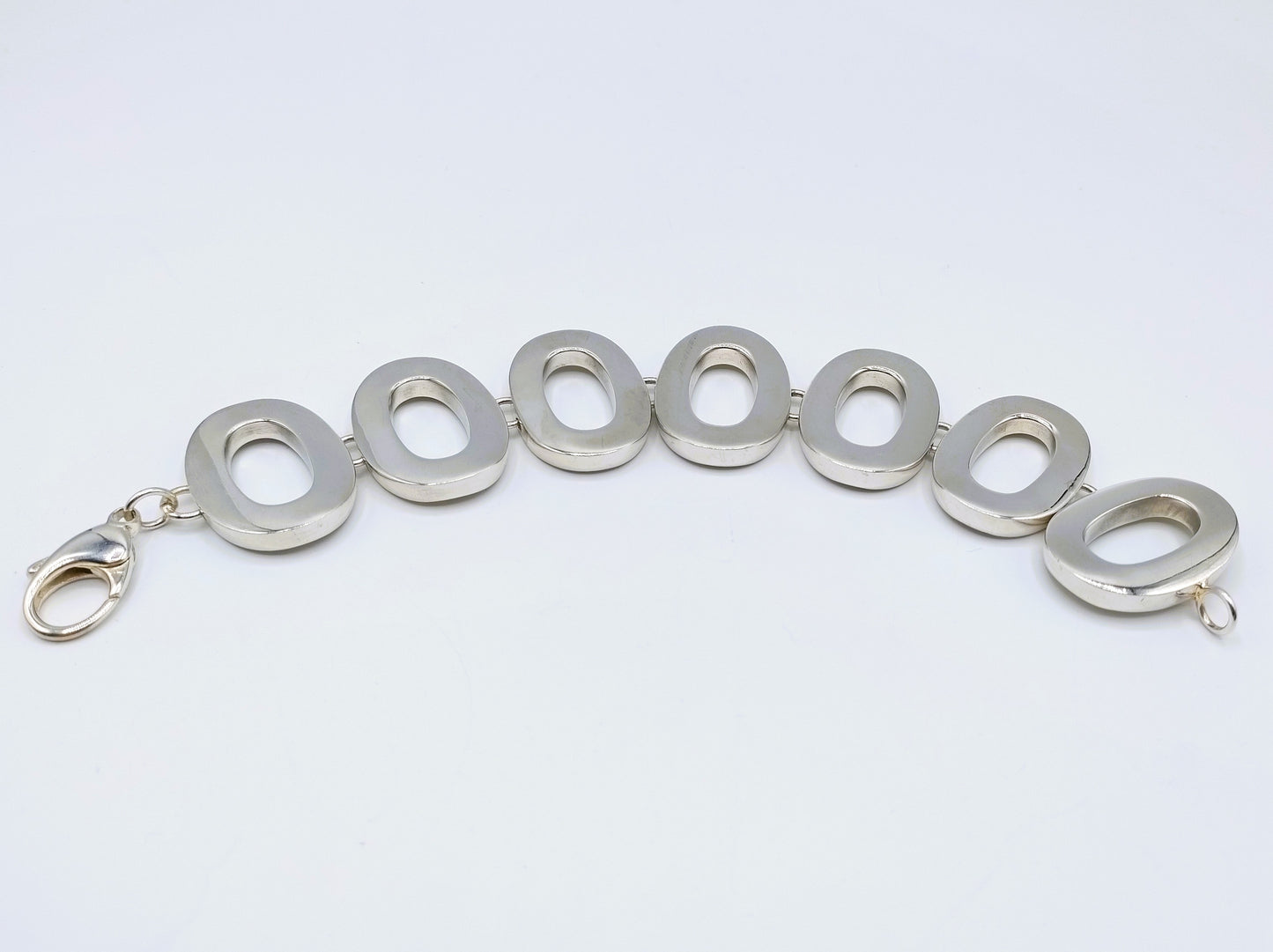 Heavy silver design link bracelet, 20 cm