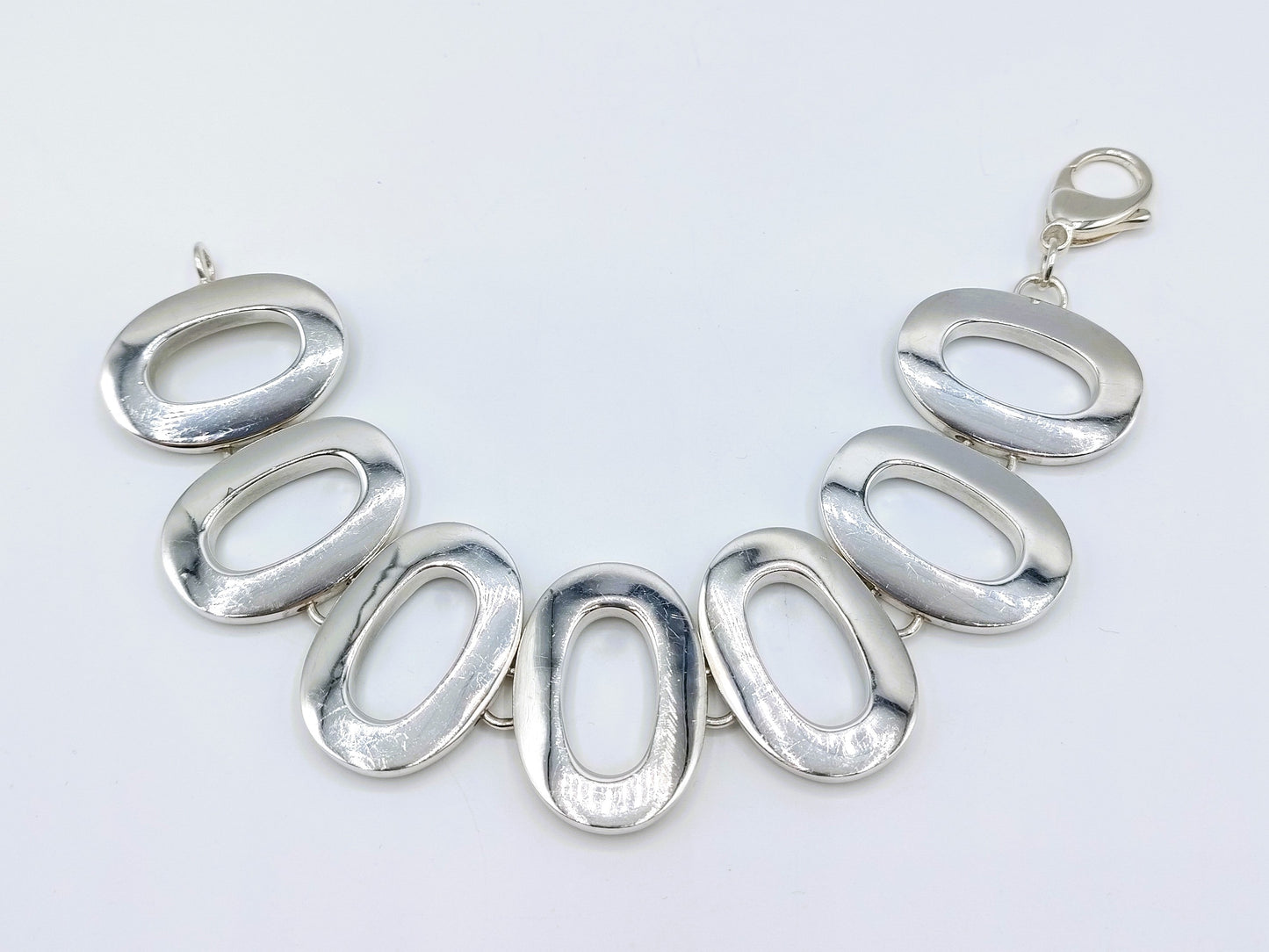 Heavy silver design link bracelet, 20 cm