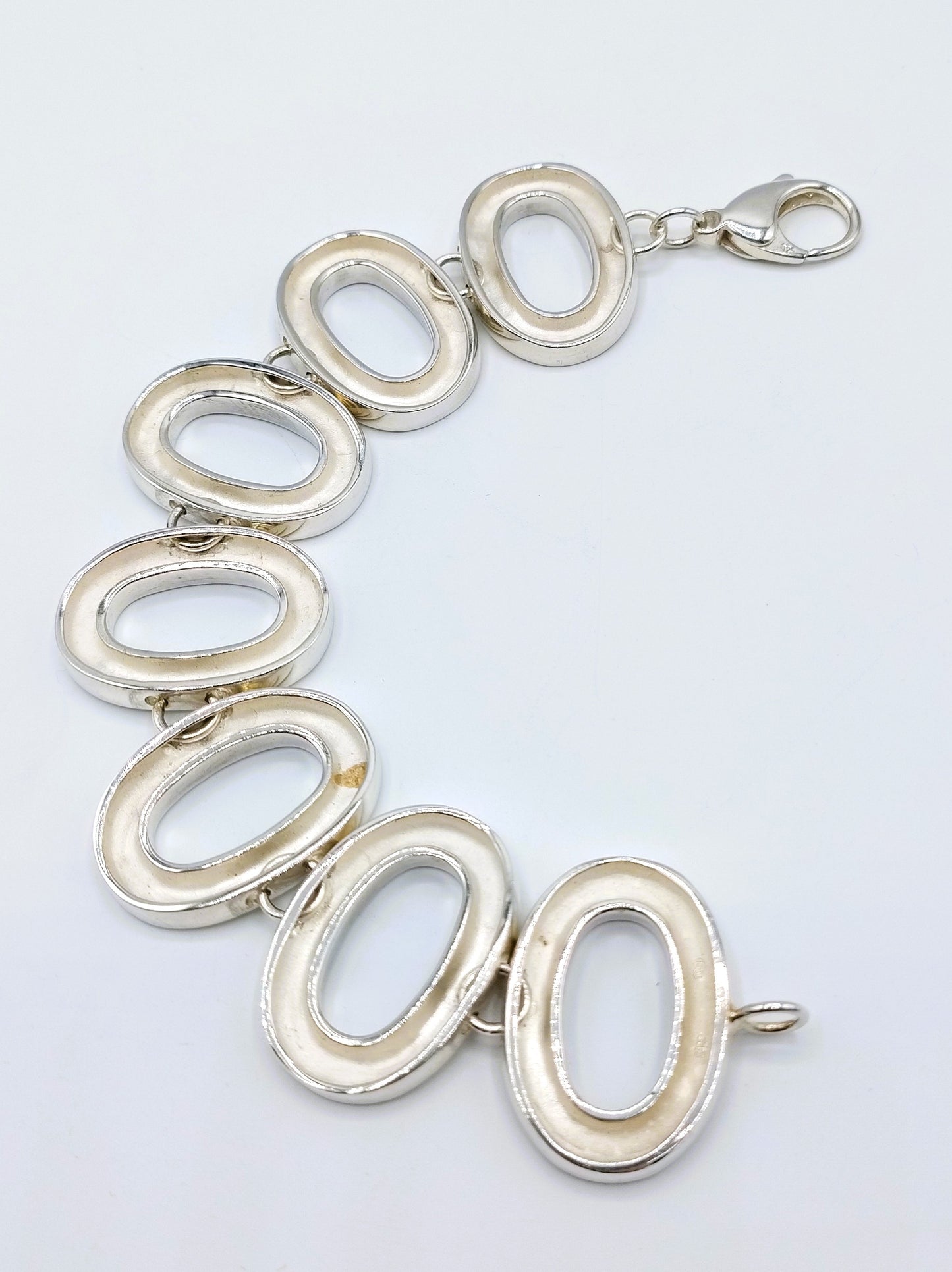 Heavy silver design link bracelet, 20 cm