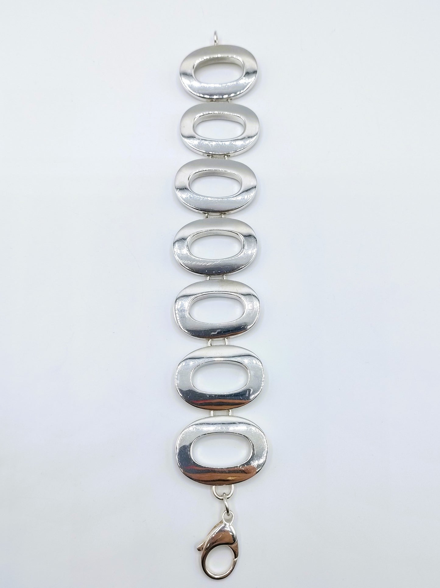 Heavy silver design link bracelet, 20 cm