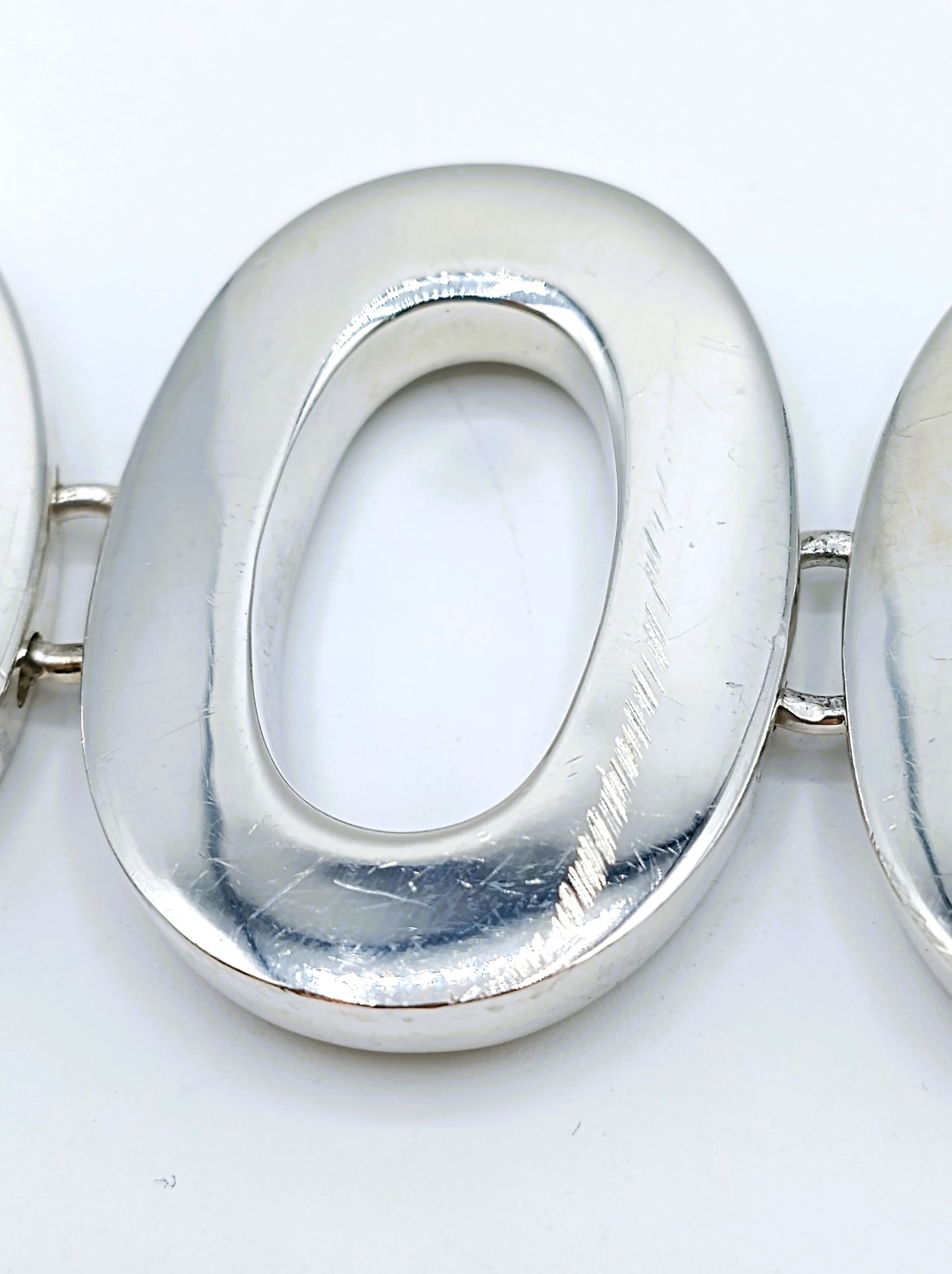 Heavy silver design link bracelet, 20 cm