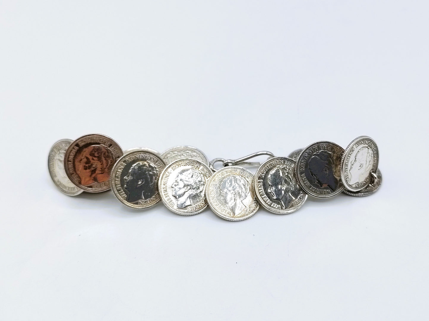 Silver dime bracelet, Wilhelmina, 18.5 cm.