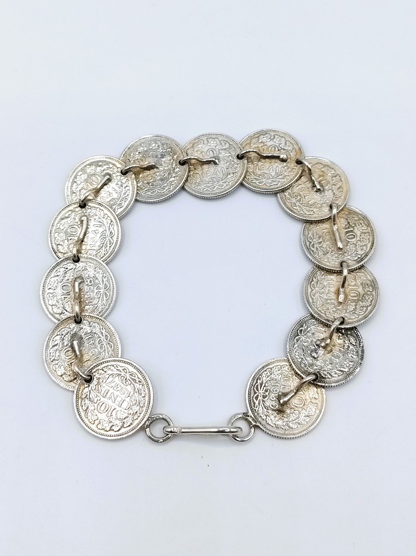 Silver dime bracelet, Wilhelmina, 18.5 cm.