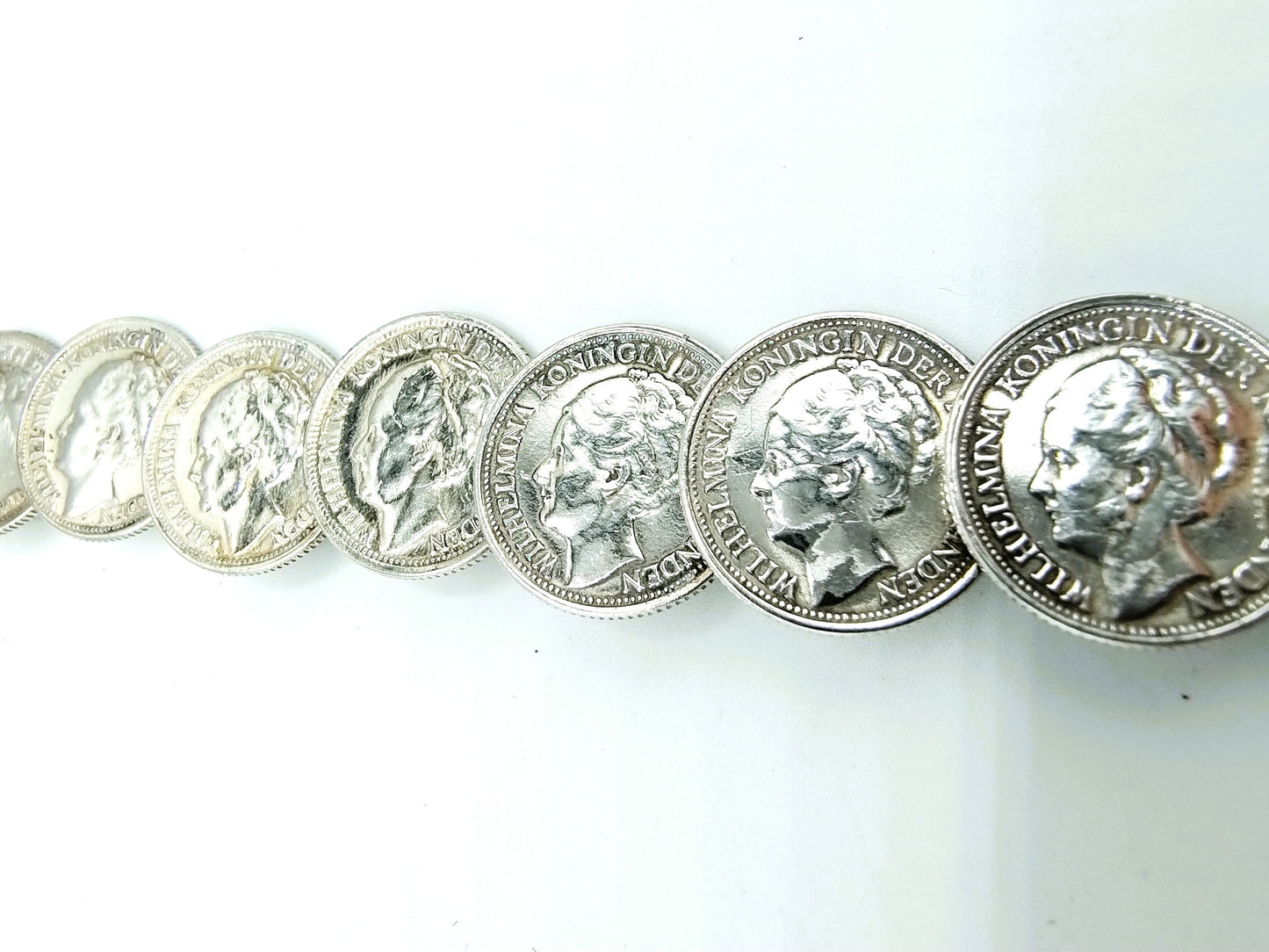 Silver dime bracelet, Wilhelmina, 18.5 cm.