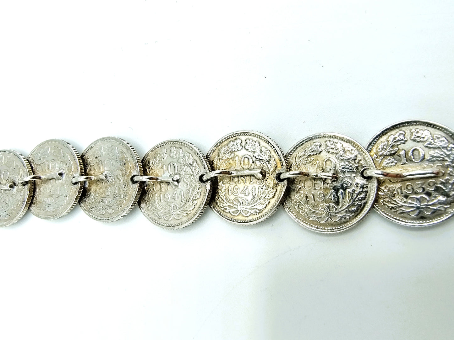 Silver dime bracelet, Wilhelmina, 18.5 cm.