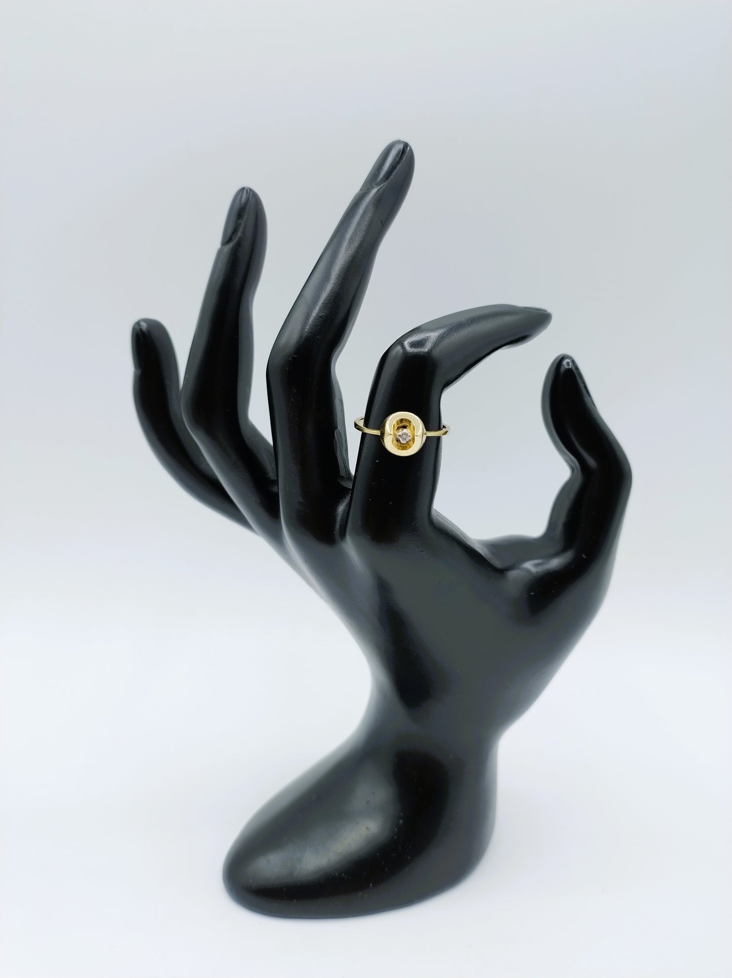 Gold ring with diamond, 17.5 mm