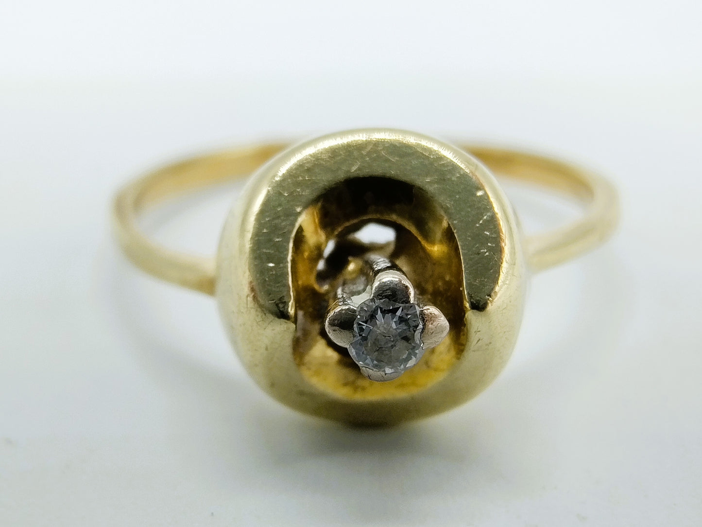 Gold ring with diamond, 17.5 mm