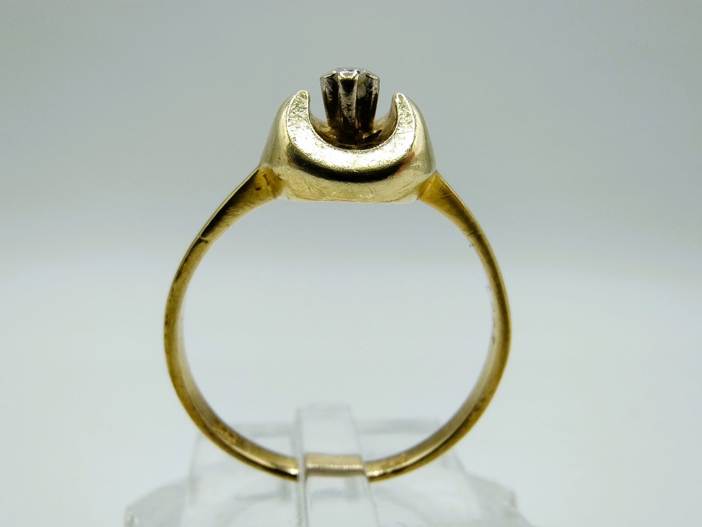 Gold ring with diamond, 17.5 mm