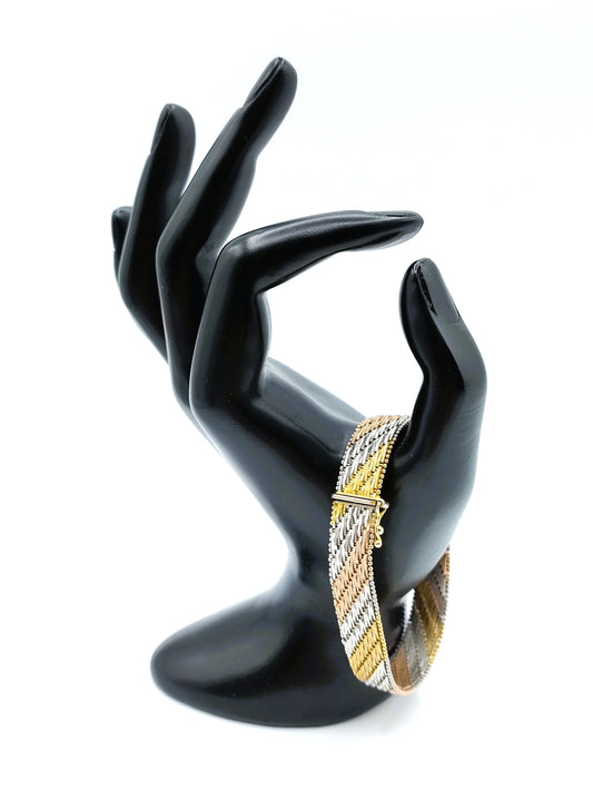 Vintage zilveren armband met 3 kleuren,  19,5 cm