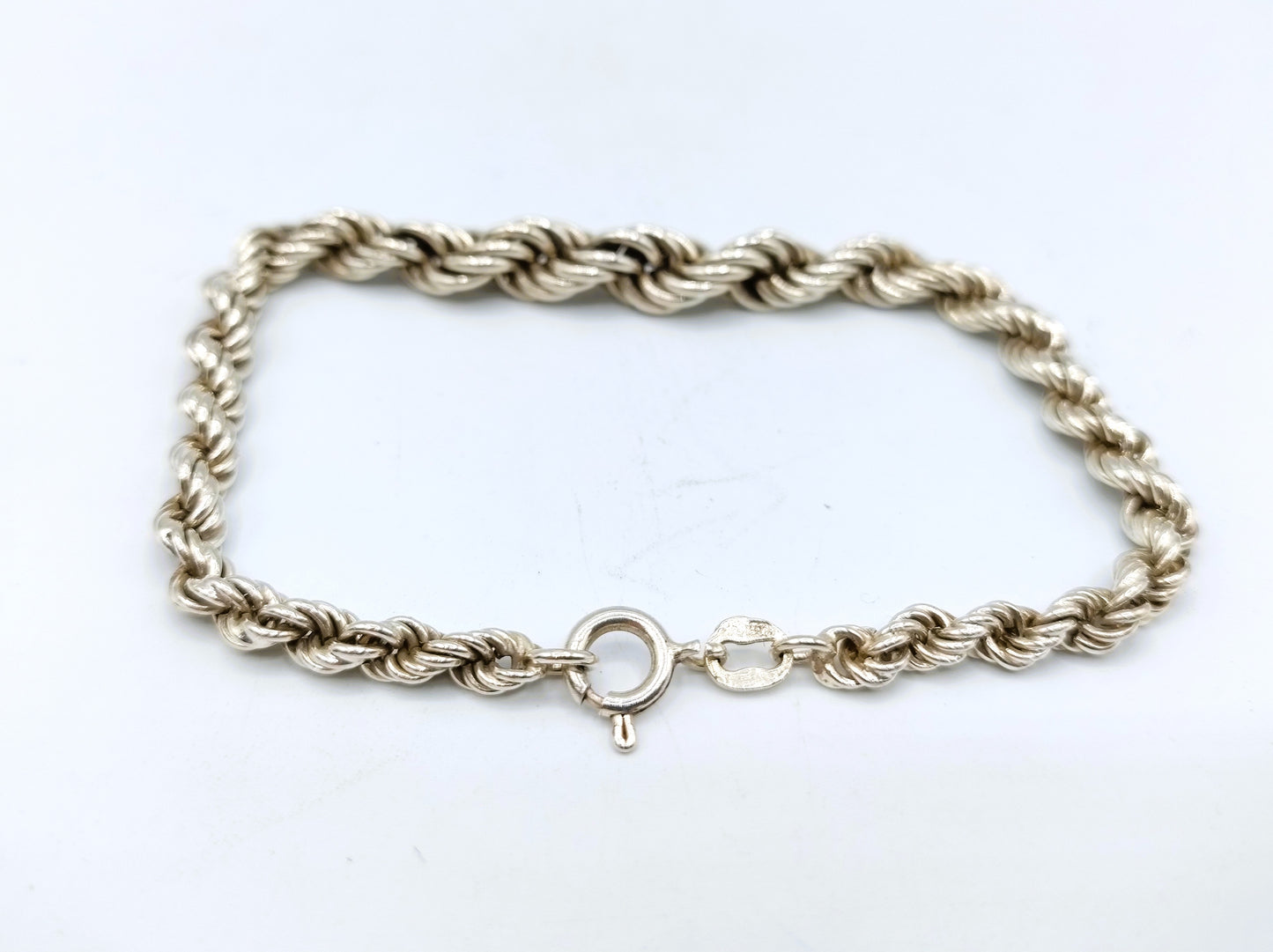 Gevlochten zilveren koord armband, 20 cm