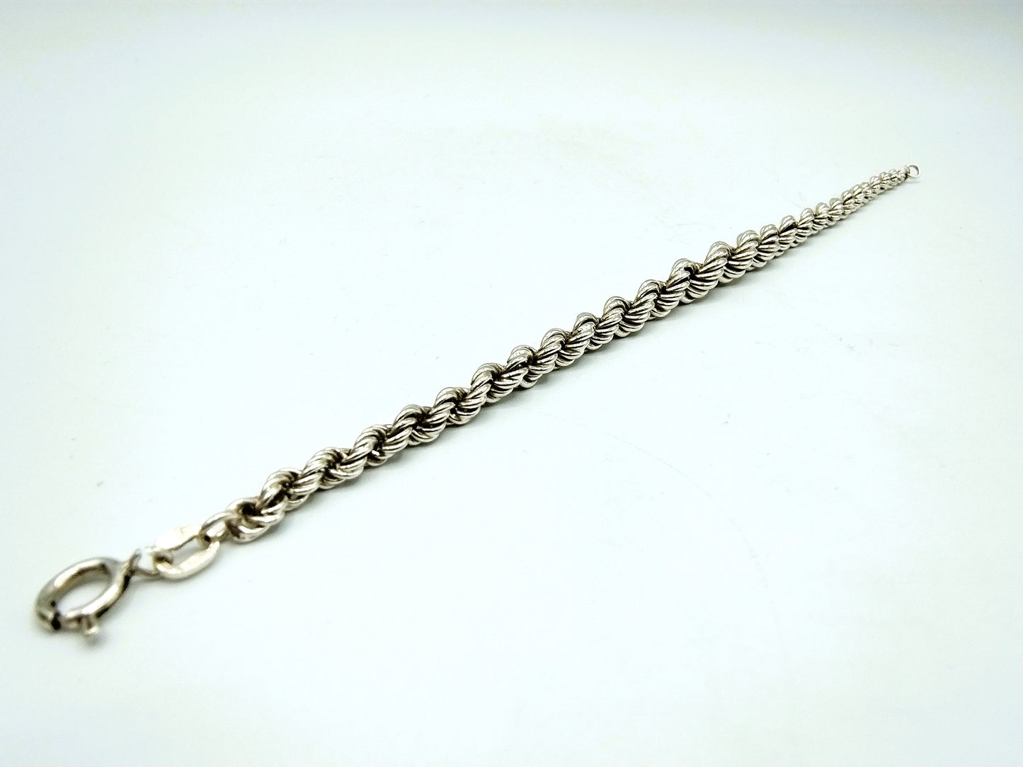 Gevlochten zilveren koord armband, 20 cm