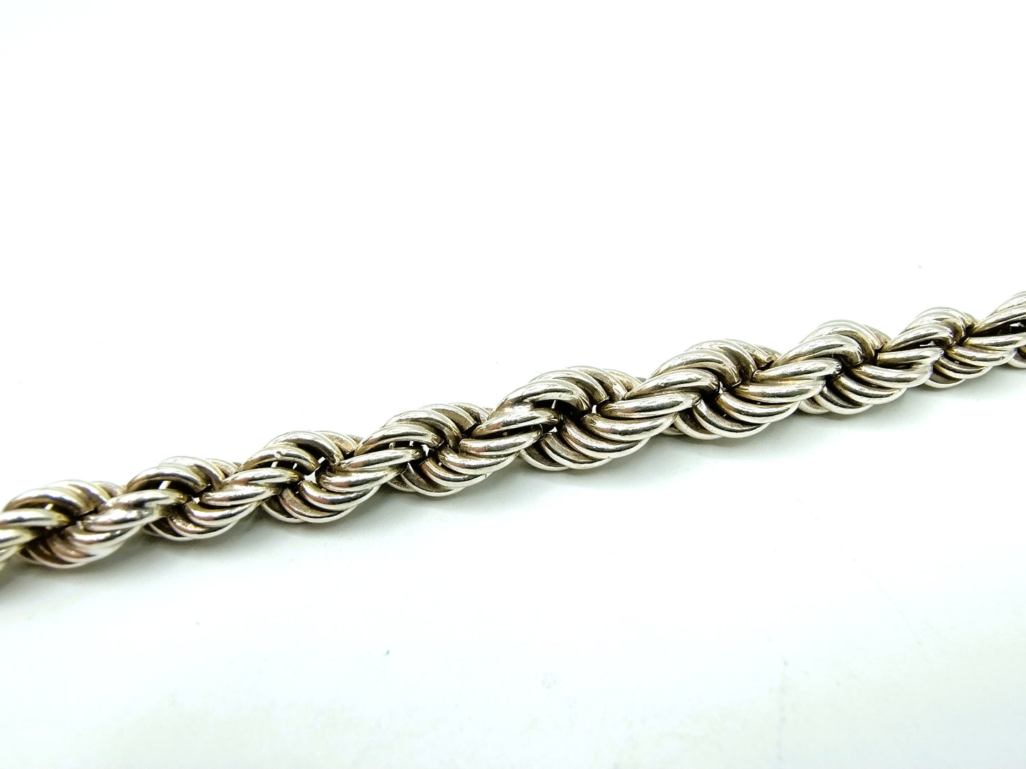 Gevlochten zilveren koord armband, 20 cm
