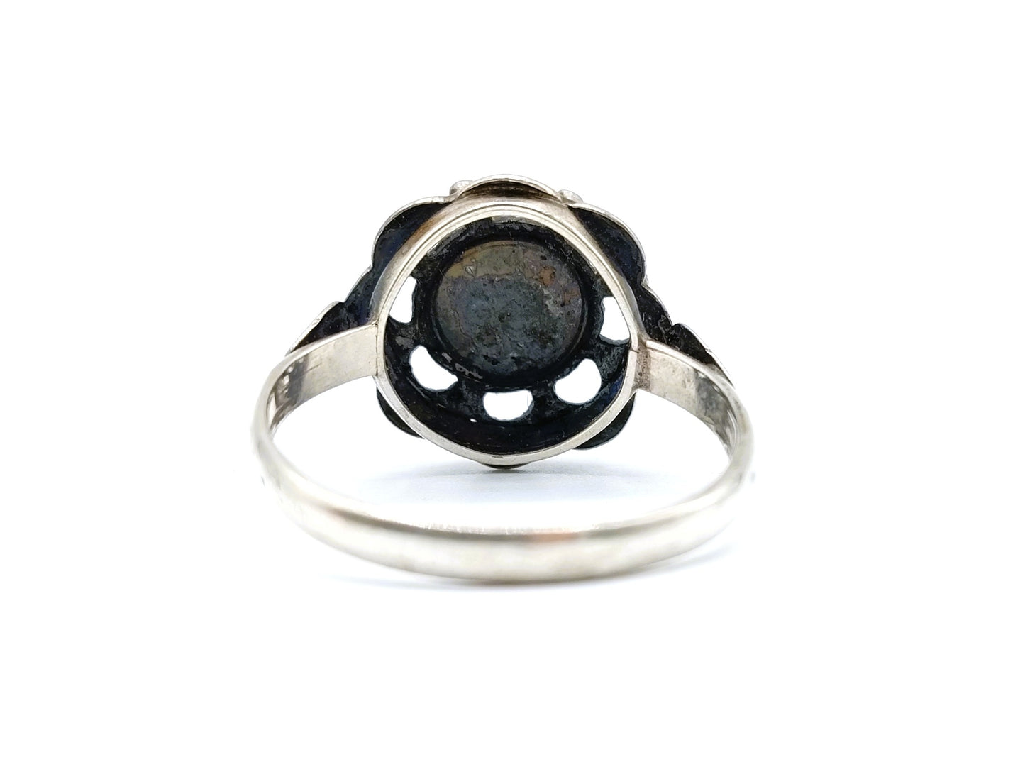 Silver ring with blood coral, 21 mm