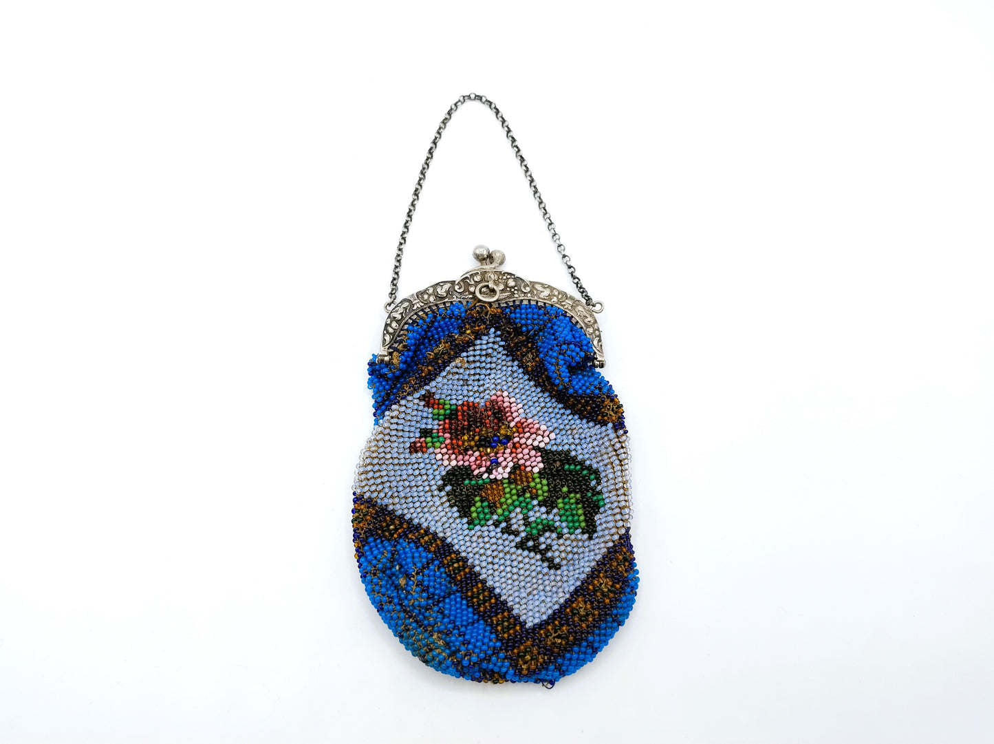 Silver bag clasp with beaded bag, Germany