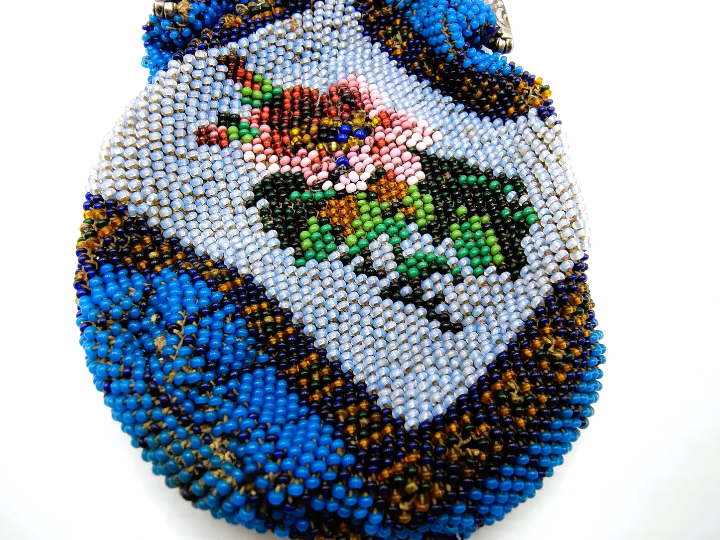 Silver bag clasp with beaded bag, Germany
