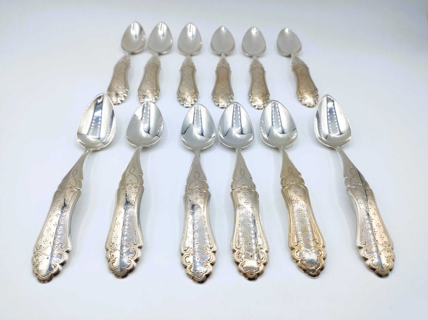 12 Zilveren theelepels, G. Kuylenburg, Schoonhoven, 1867