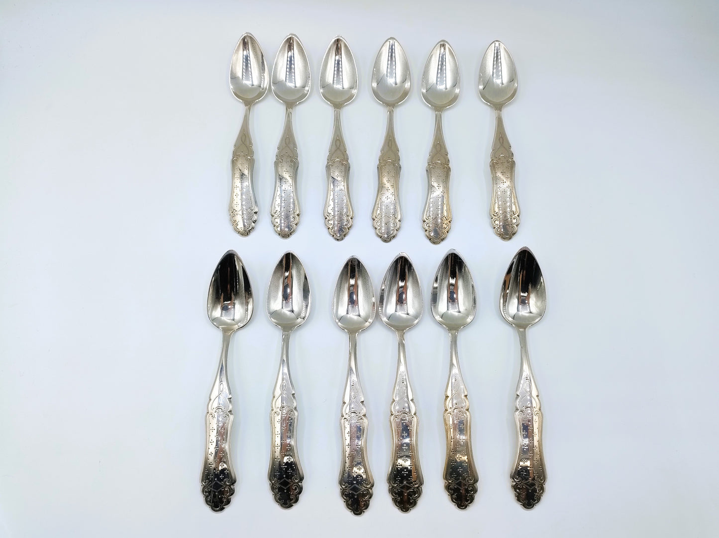 12 Zilveren theelepels, G. Kuylenburg, Schoonhoven, 1867