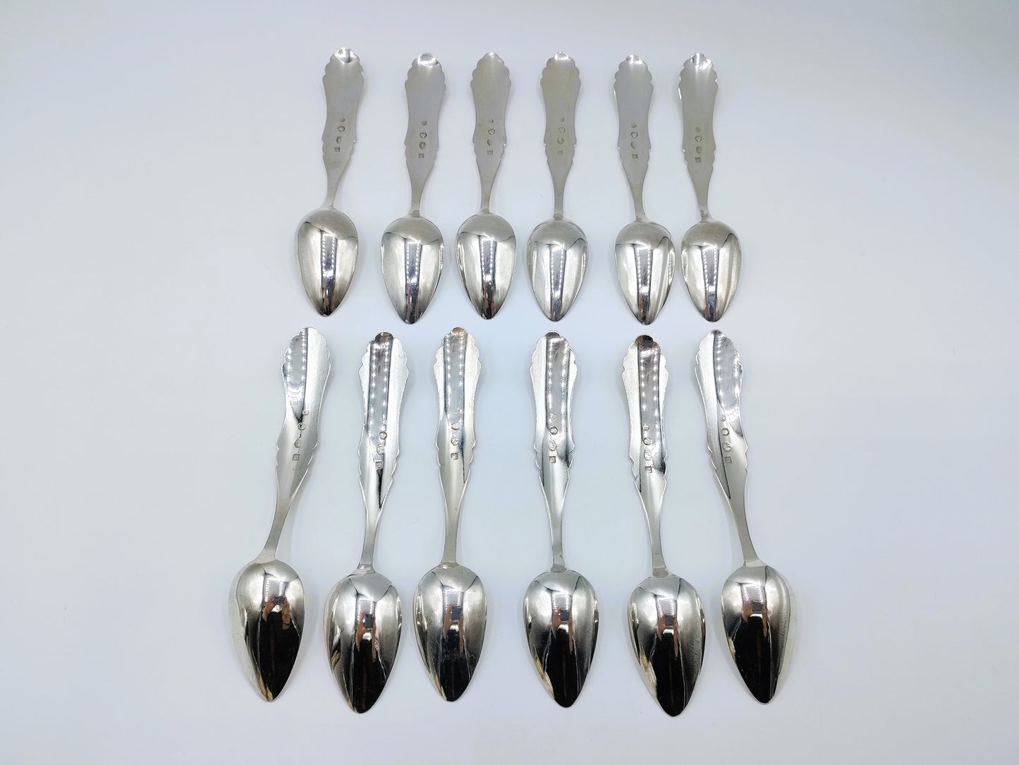 12 Zilveren theelepels, G. Kuylenburg, Schoonhoven, 1867