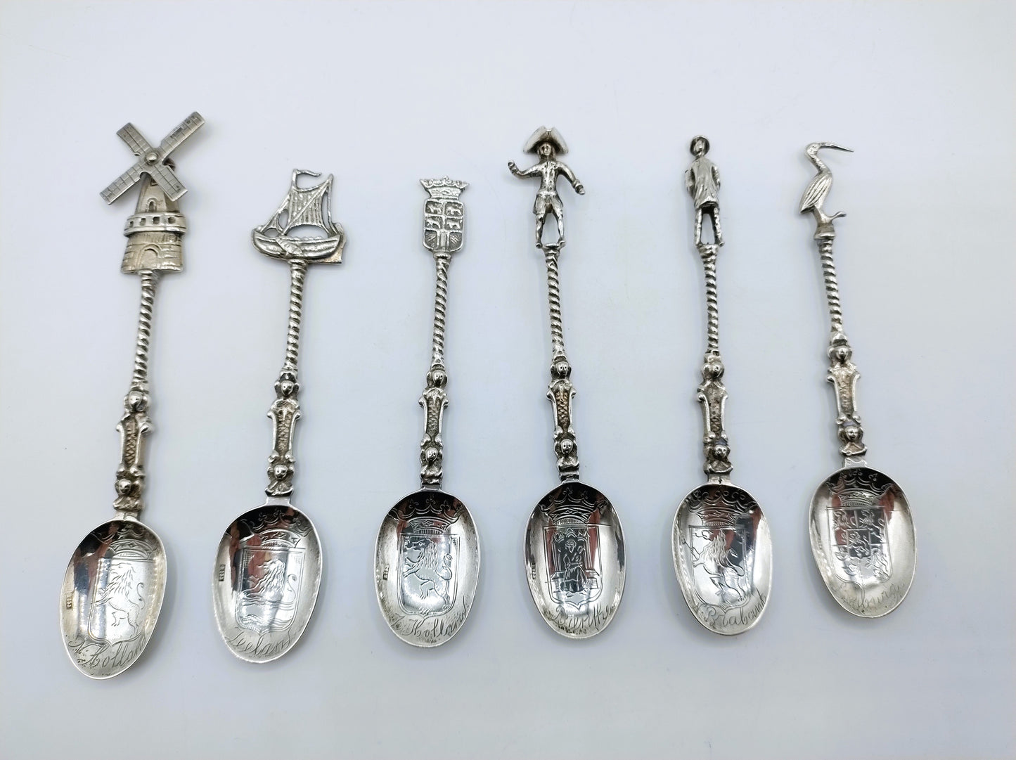 6 Silver provincial spoons, C. Rietveld, Schoonhoven, 19th century