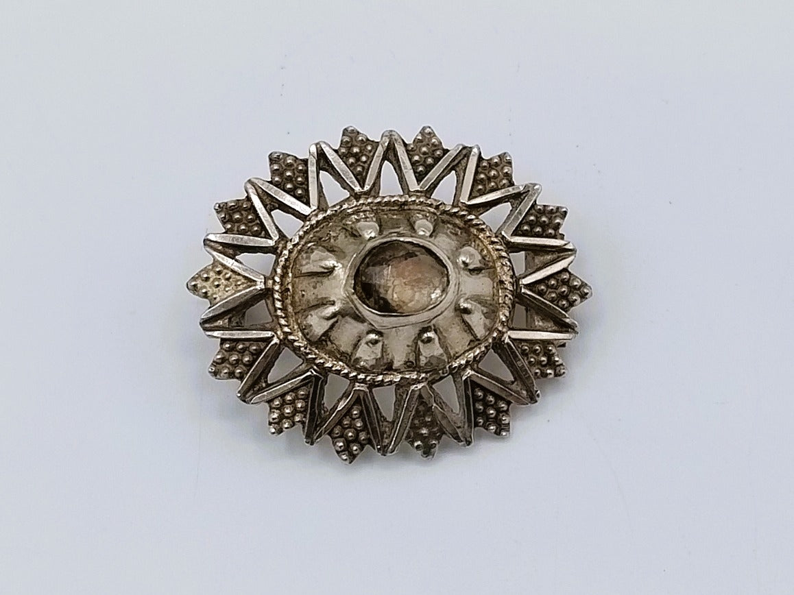 Silver brooch with crystal, 19th century