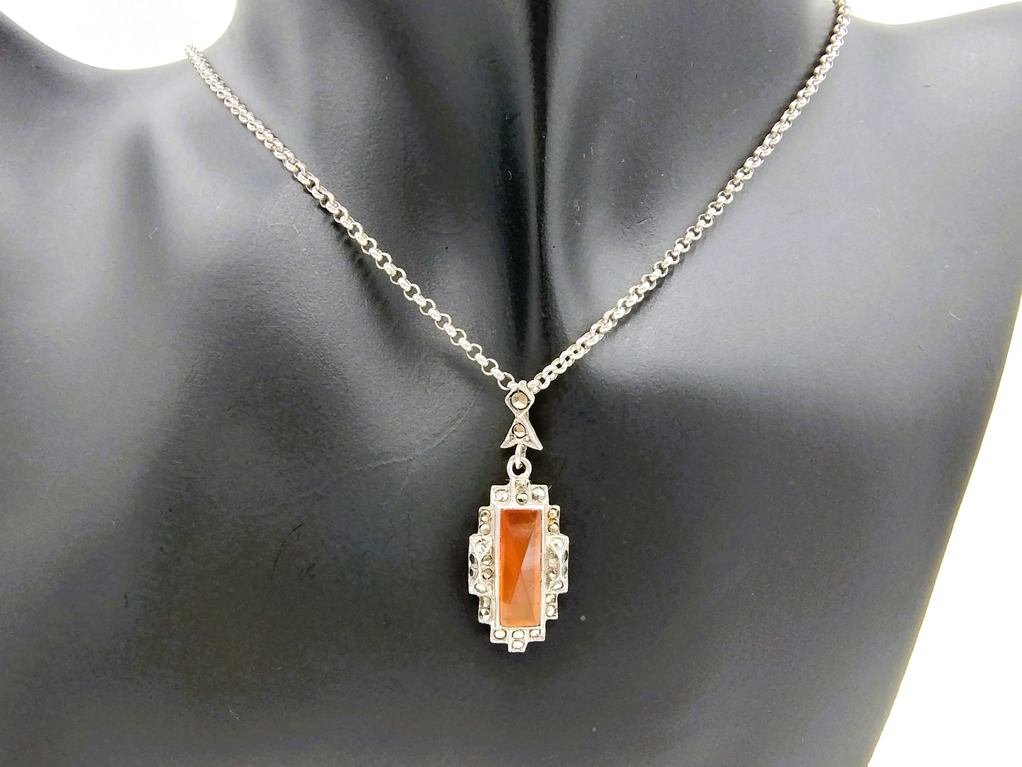 Silver carnelian pendant, 835 silver