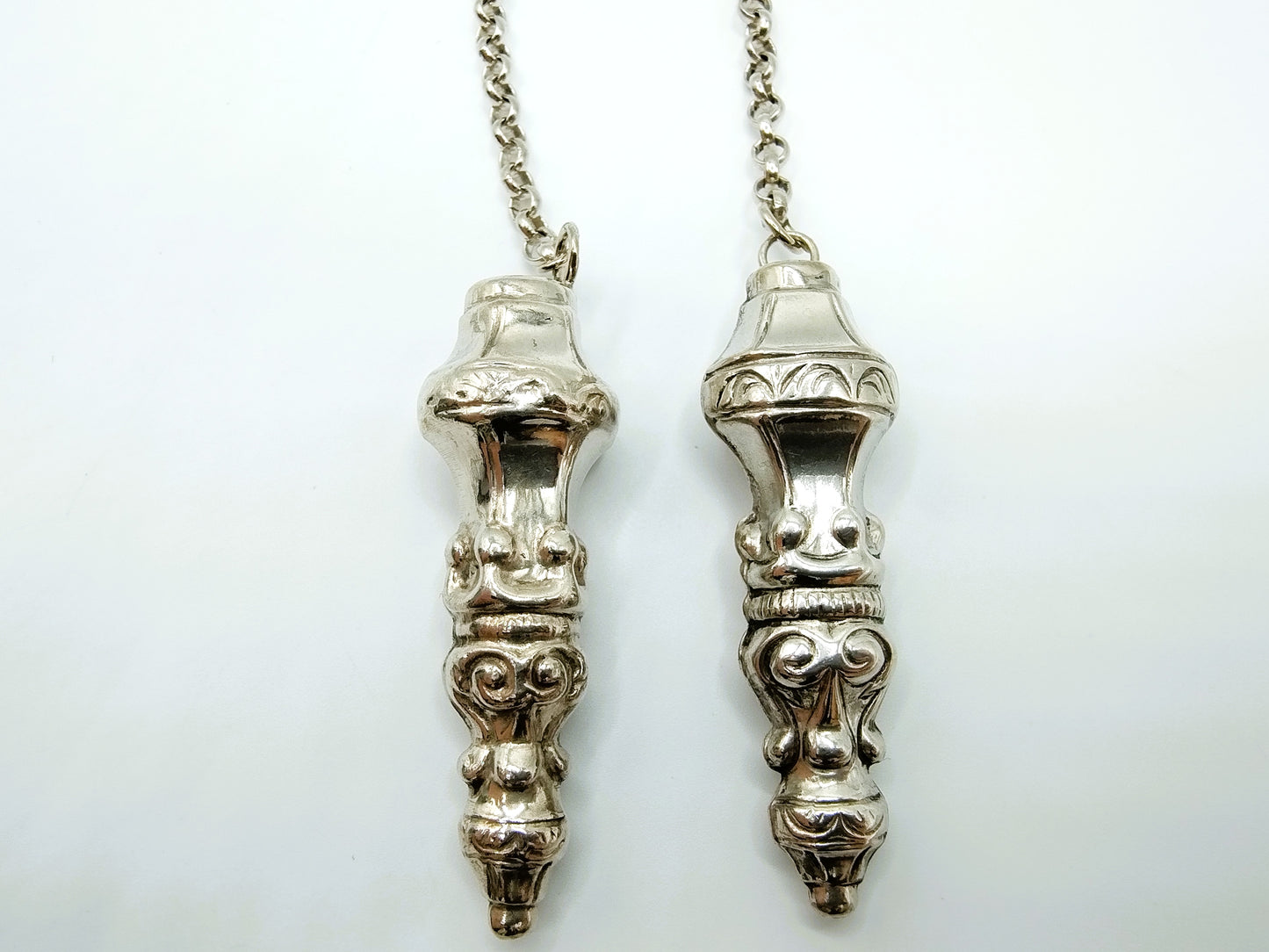 Silver jasseron chain with knitting needle holders, 95 cm