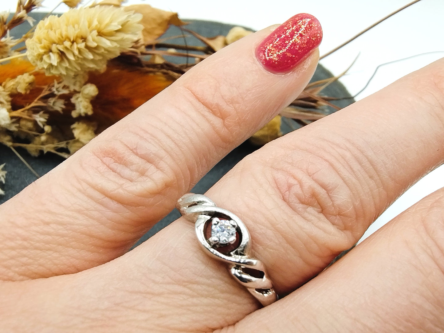 Silberring mit Zirkonia besetzt, 17,75 mm, 925