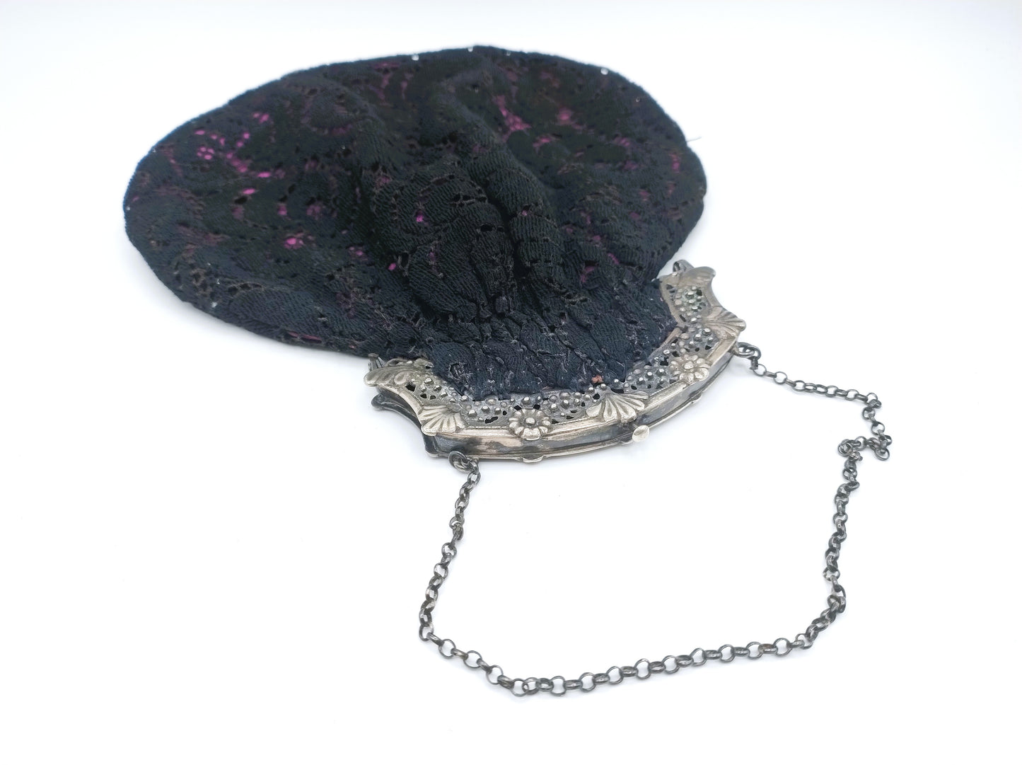 Silver purse clasp on a jasseron chain, W. Kooiman Jzn, Schoonhoven, 1861