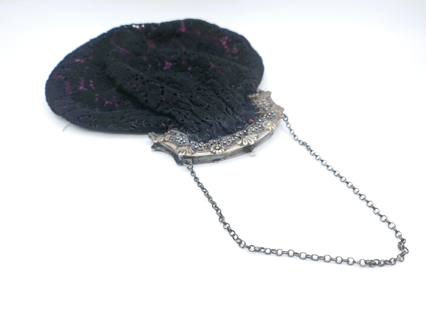 Silver purse clasp on a jasseron chain, W. Kooiman Jzn, Schoonhoven, 1861