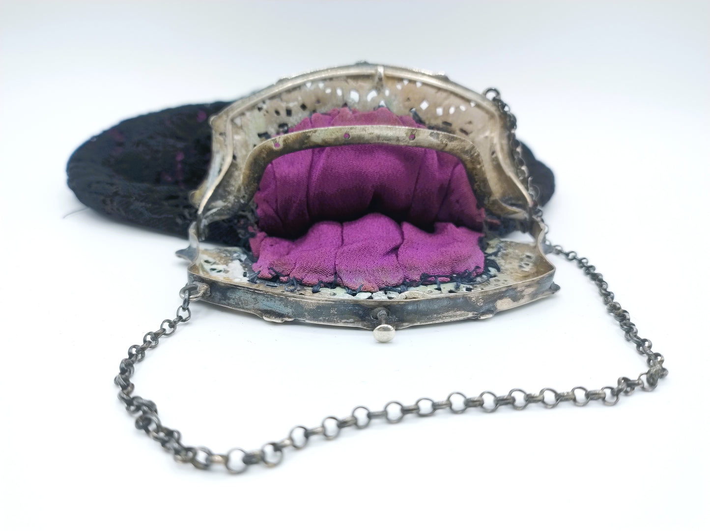 Silver purse clasp on a jasseron chain, W. Kooiman Jzn, Schoonhoven, 1861