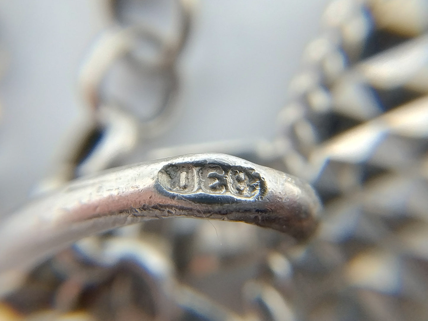 Silver jasseron chain with silver 10 guilder pendant, 73 cm