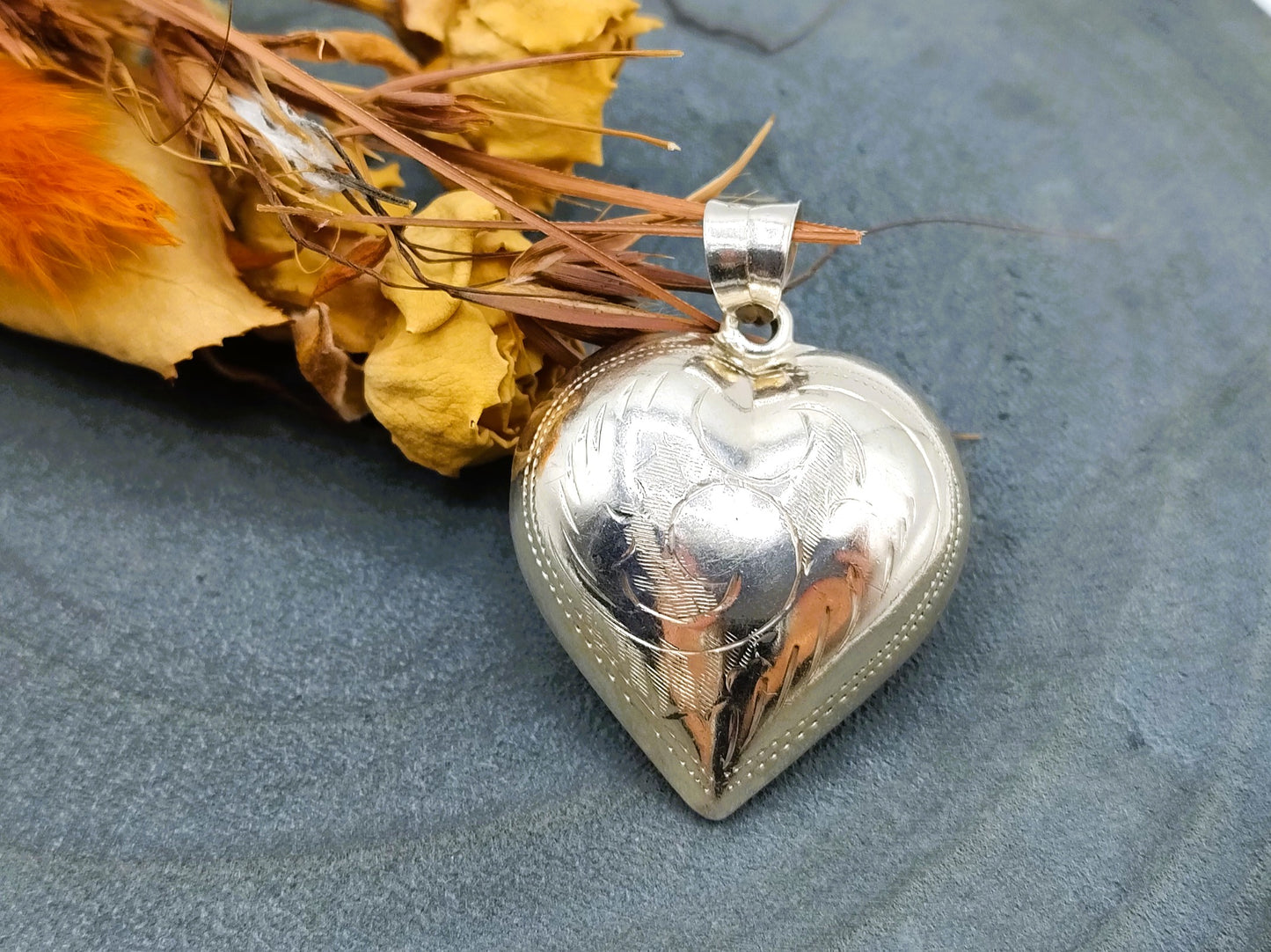 Silver pendant, heart, 925