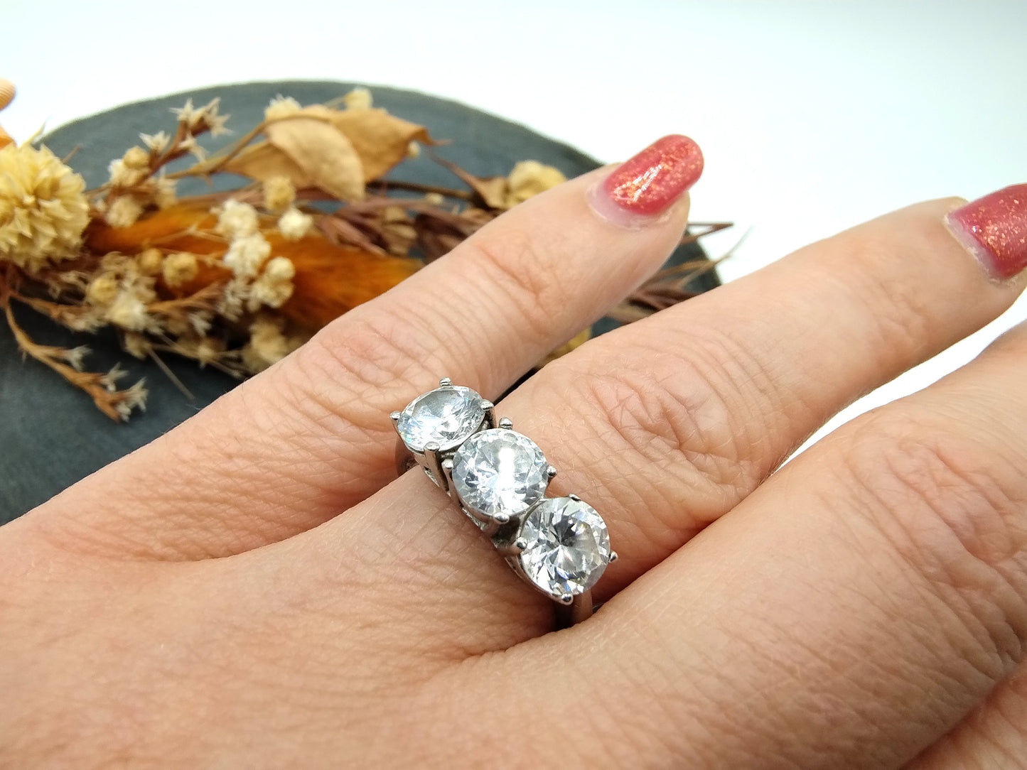 Silberring mit Zirkonia, 925, 18mm