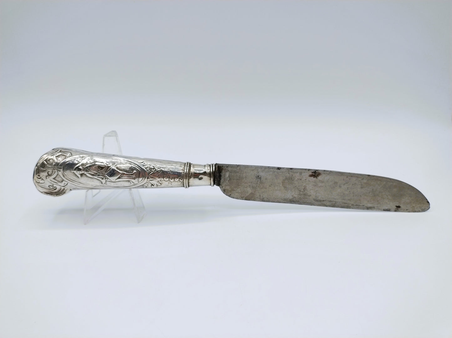 Holländisches Messer mit silbernem Griff, Soldaten, 18. Jahrhundert