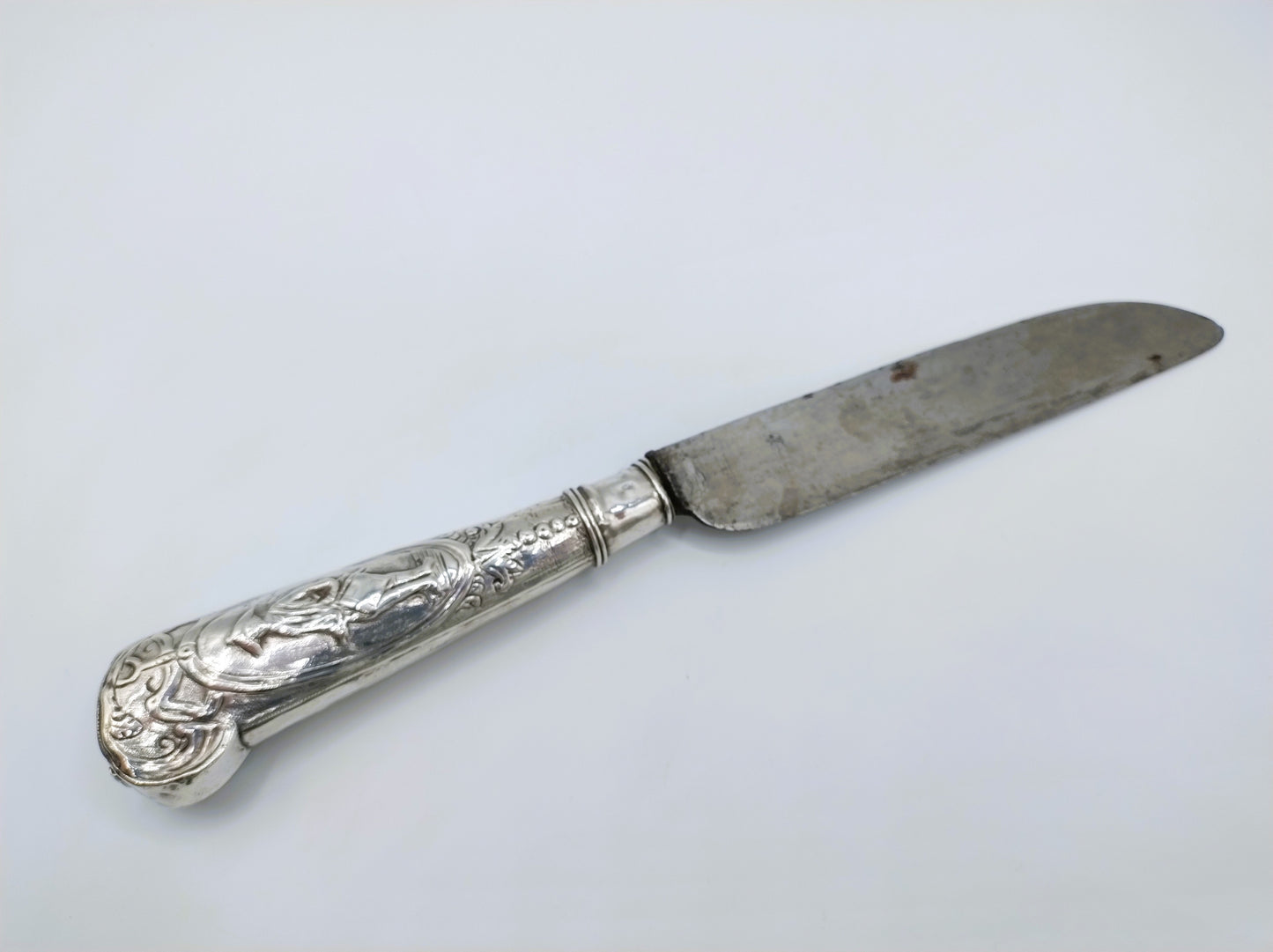 Holländisches Messer mit silbernem Griff, Soldaten, 18. Jahrhundert
