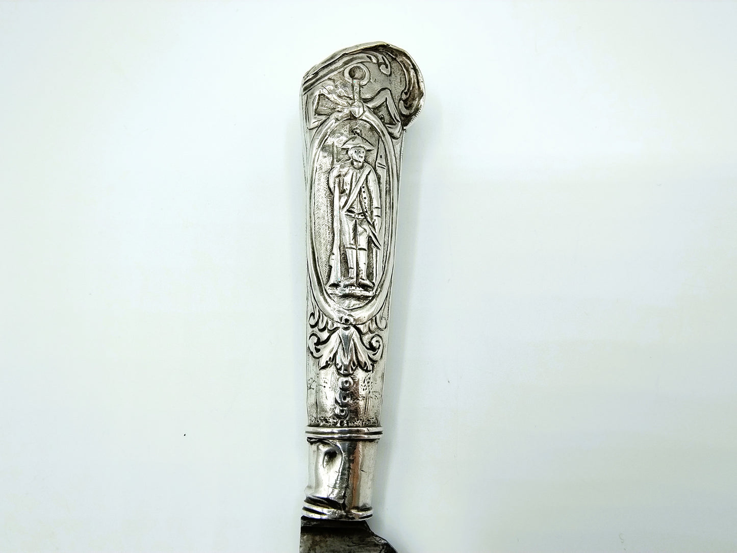 Holländisches Messer mit silbernem Griff, Soldaten, 18. Jahrhundert