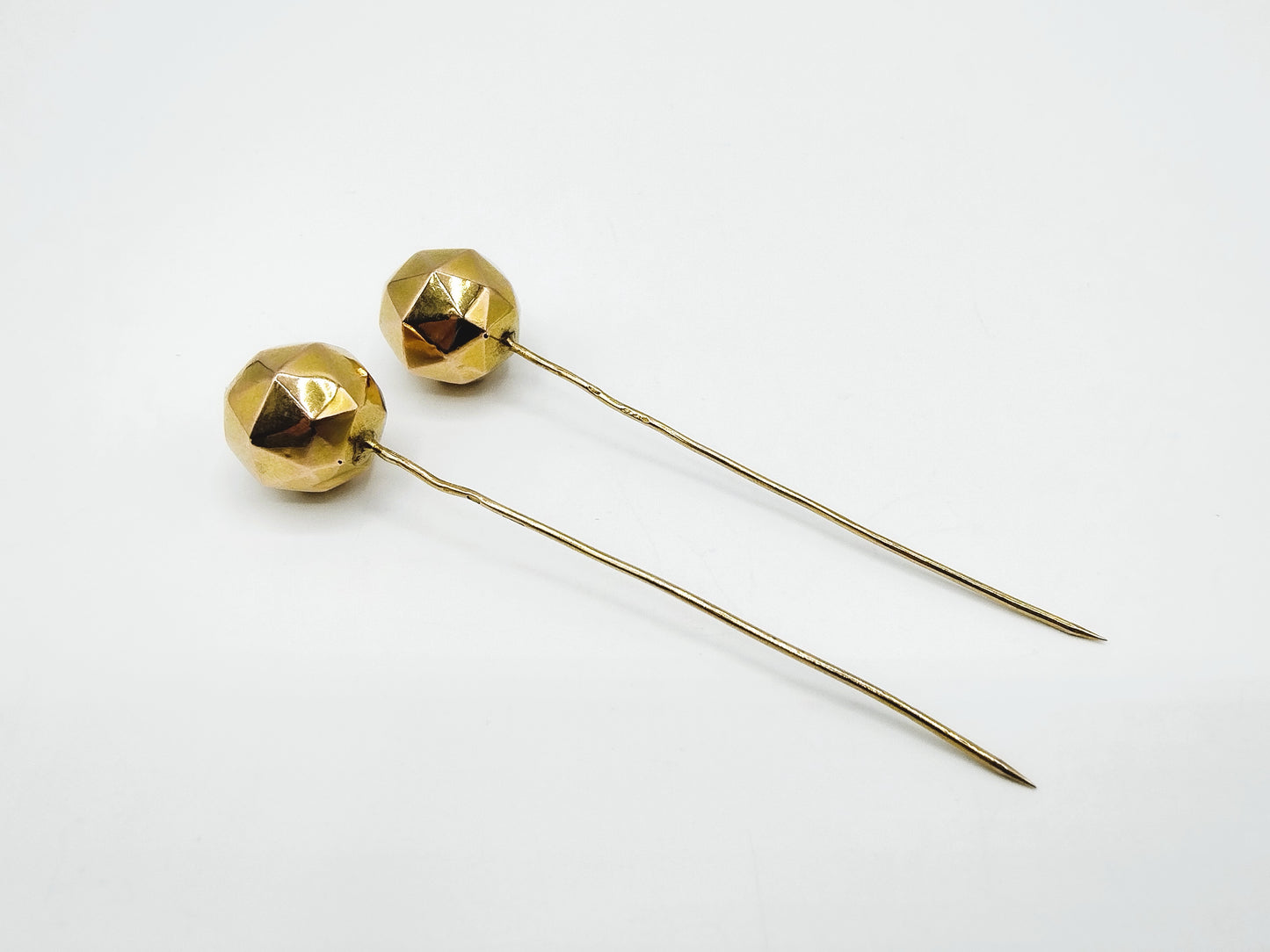 Antique gold hat pins, traditional costume, 19th century