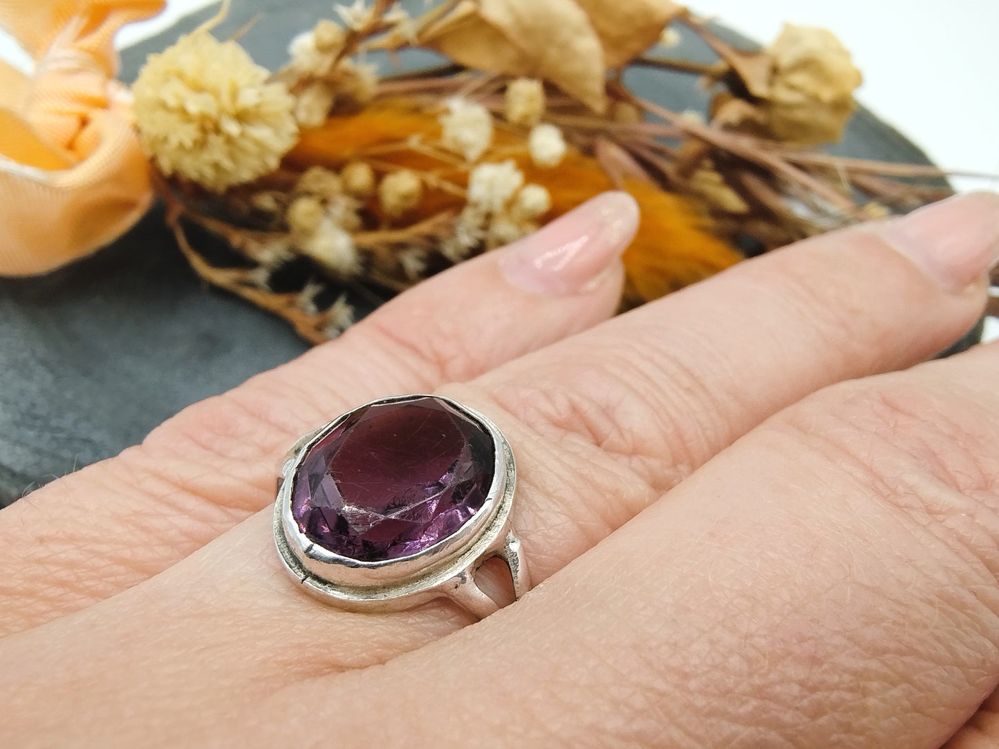 Silberring mit Amethyst, 18 mm
