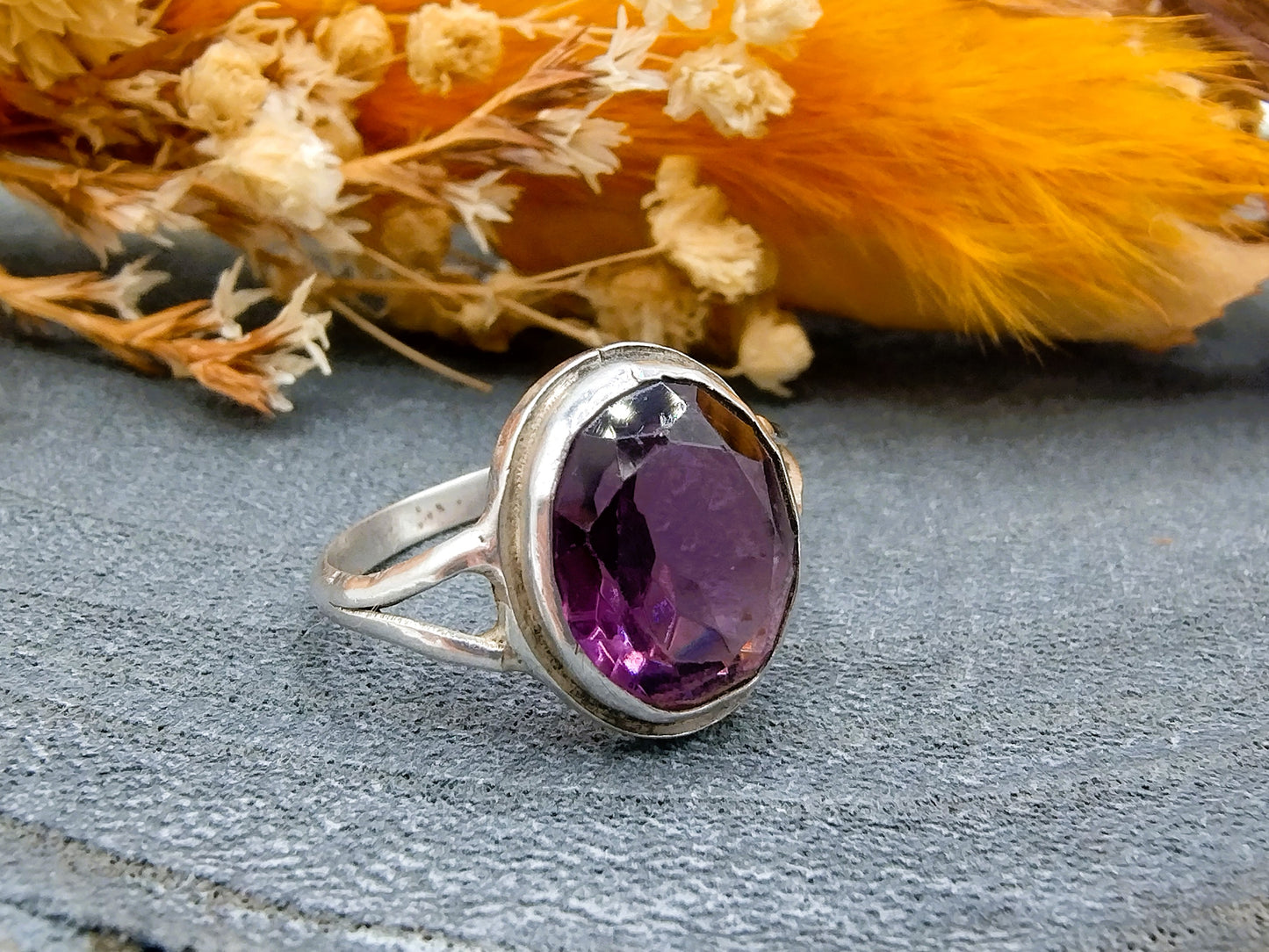 Silberring mit Amethyst, 18 mm