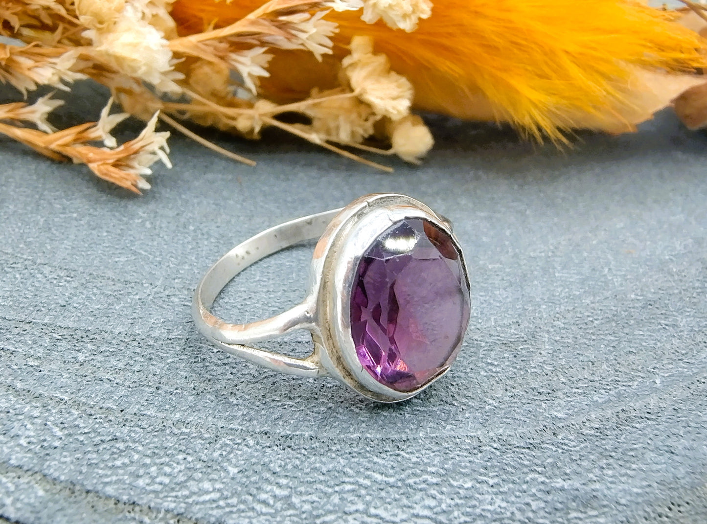 Silberring mit Amethyst, 18 mm