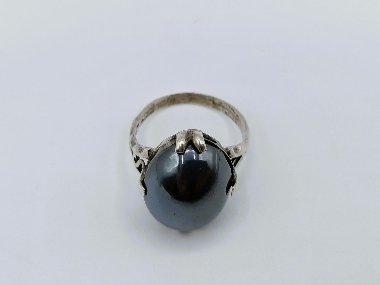 Silberring mit Hämatit, 16 mm