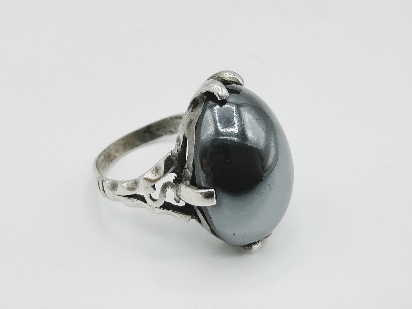 Silberring mit Hämatit, 16 mm