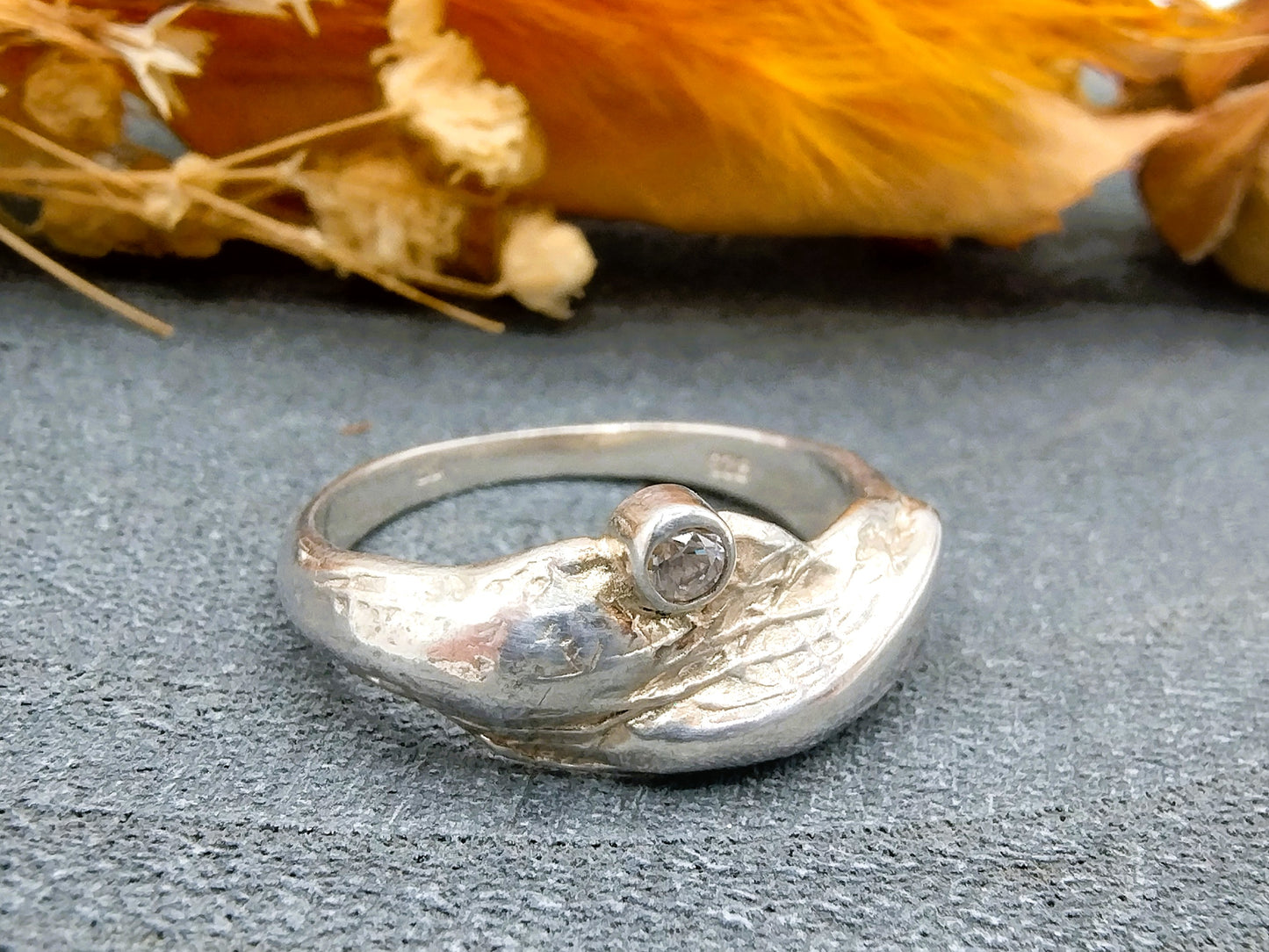 Silver design ring with zirconia, 17.5 mm