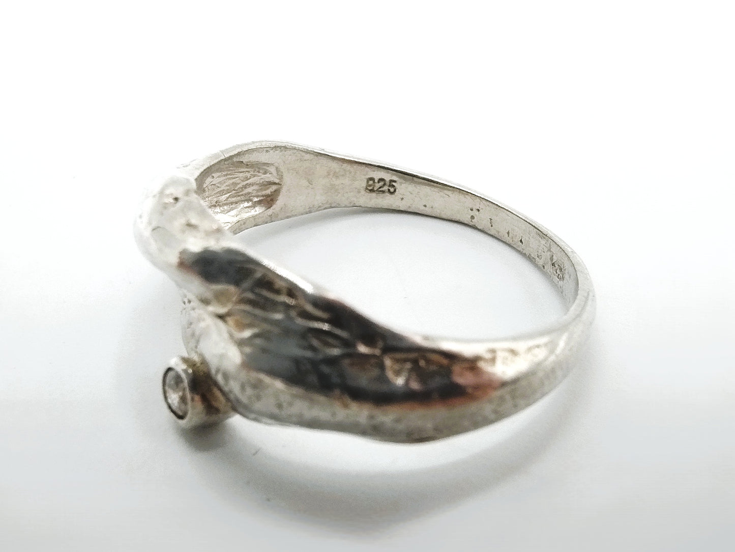 Silver design ring with zirconia, 17.5 mm
