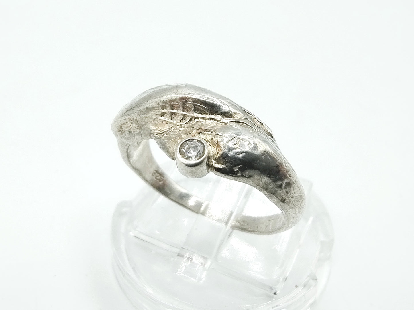 Silver design ring with zirconia, 17.5 mm