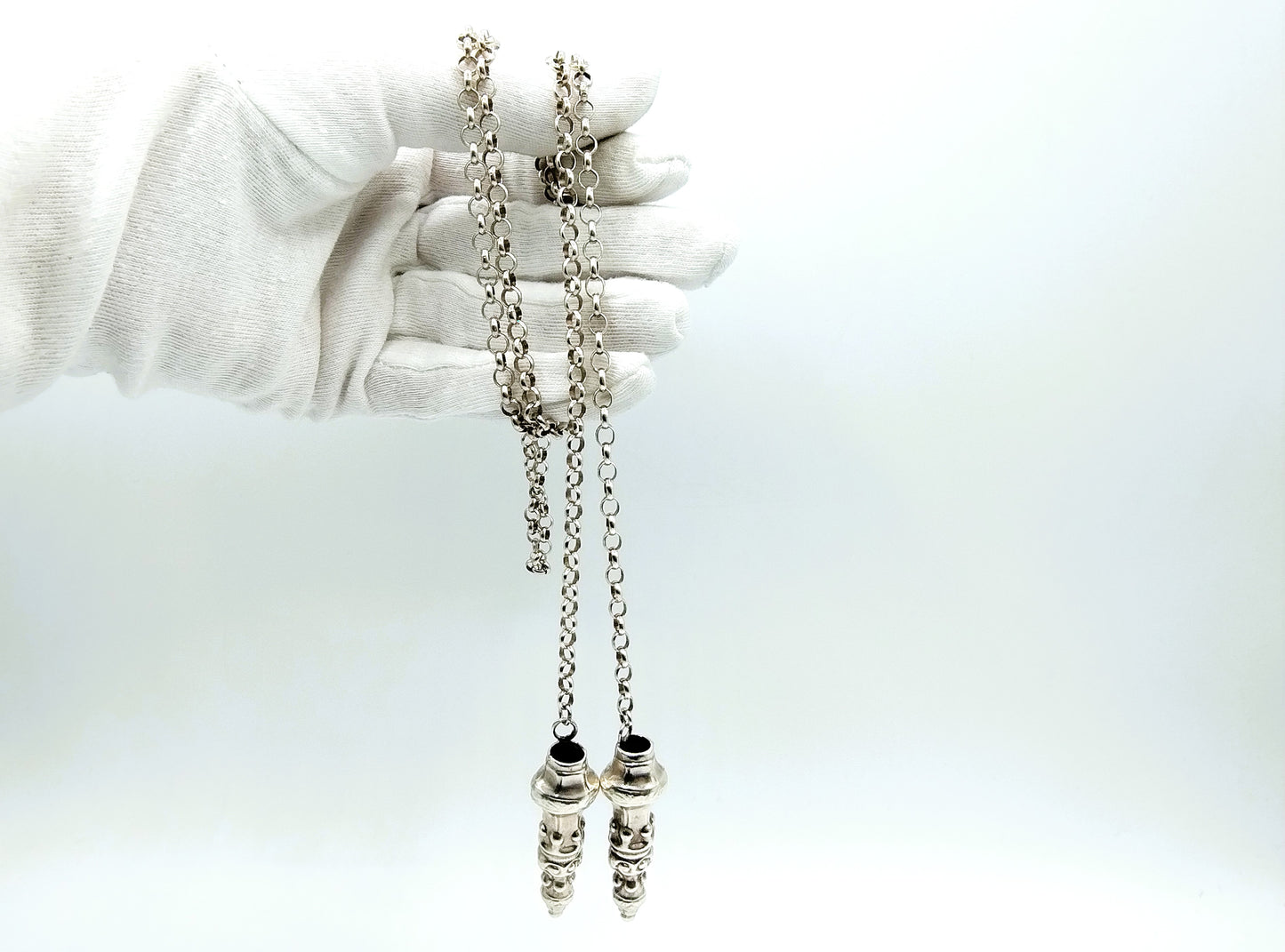 Silver jasseron chain with knitting needle caps, H. Looren - de Jong / Schoonhoven, 20th century