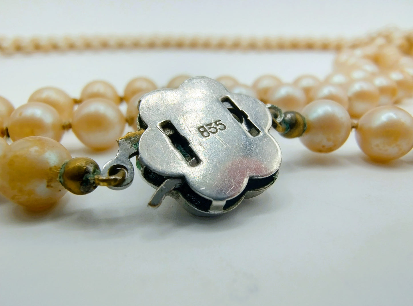 Pearl necklace with silver clasp, 144 cm (!)