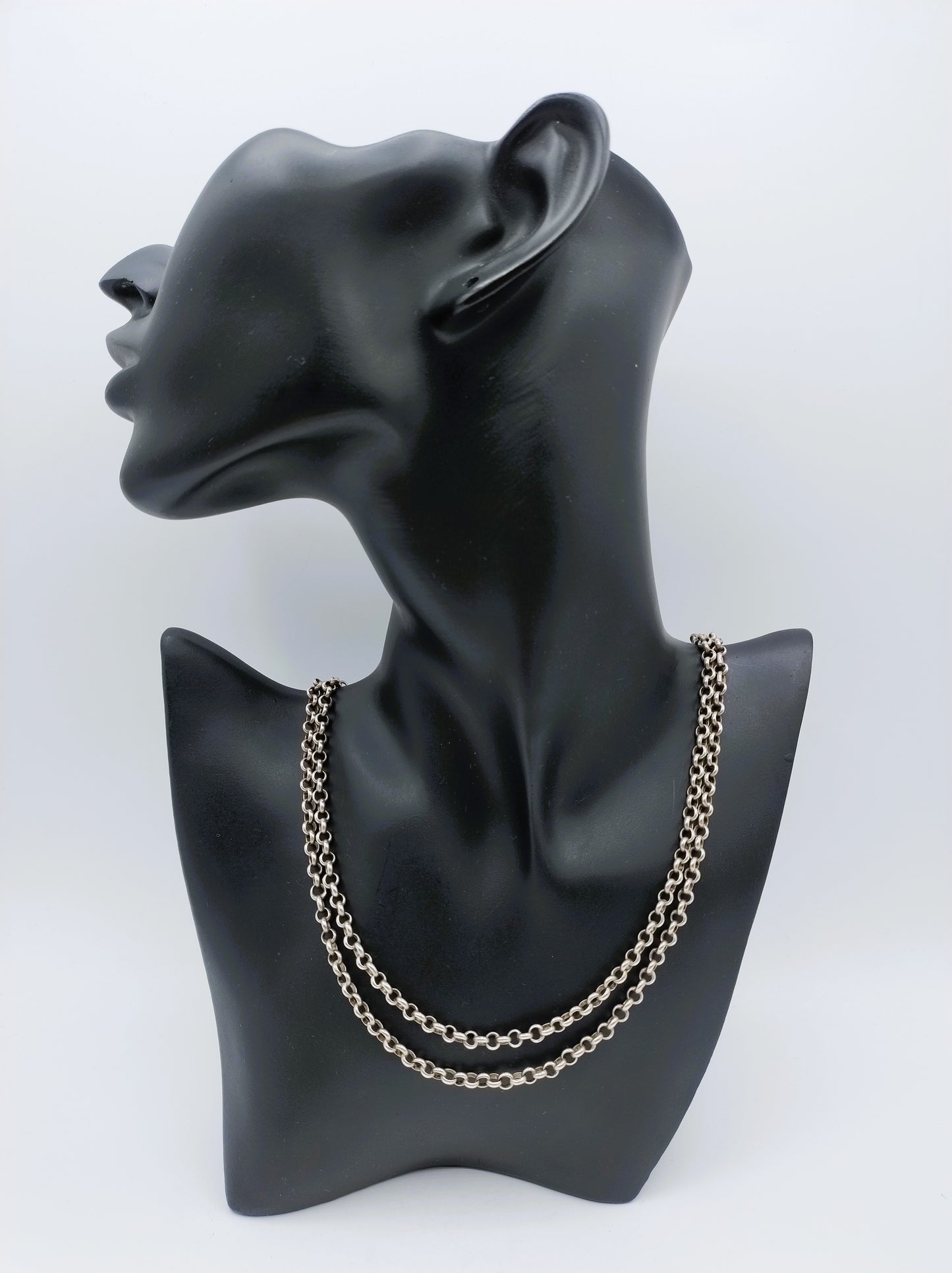 Zilveren jasseronketting, 103 cm.