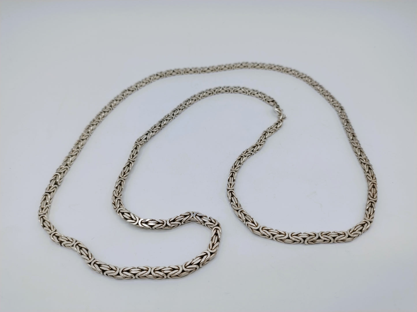 Zilveren koningsketting, vierkante schakel, 4 mm, 80 cm.