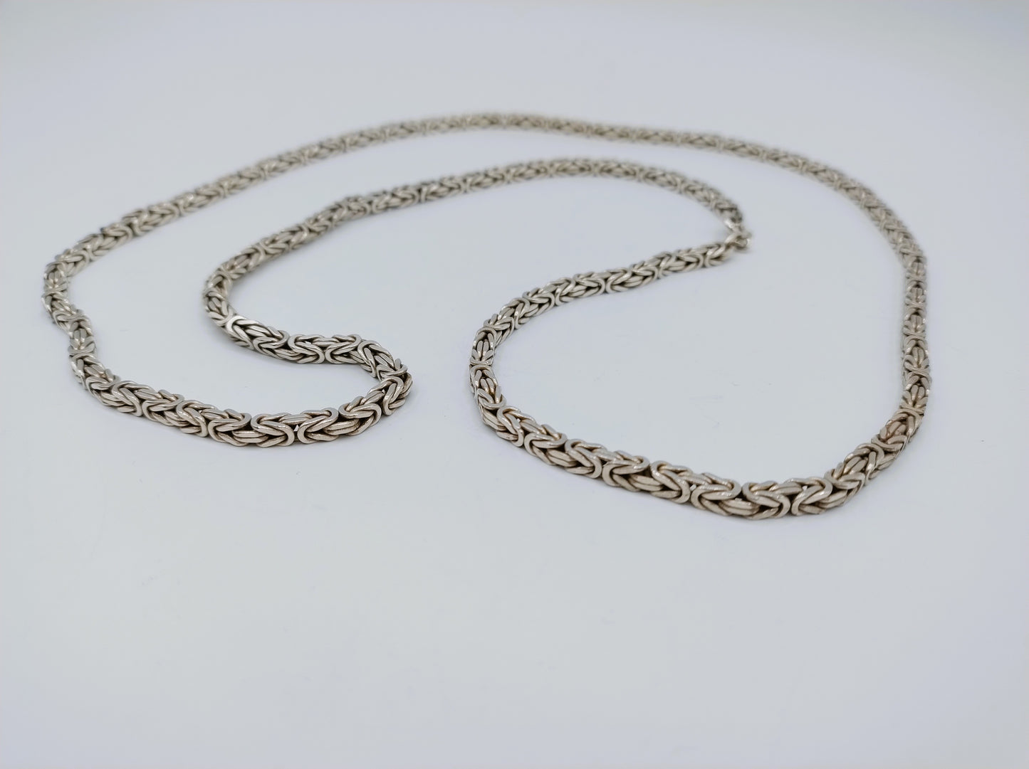 Zilveren koningsketting, vierkante schakel, 4 mm, 80 cm.